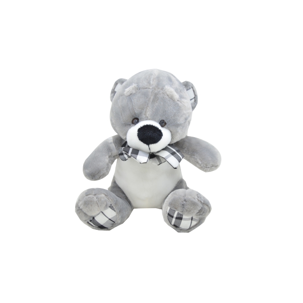 Urso Cinza com laço xadrez M